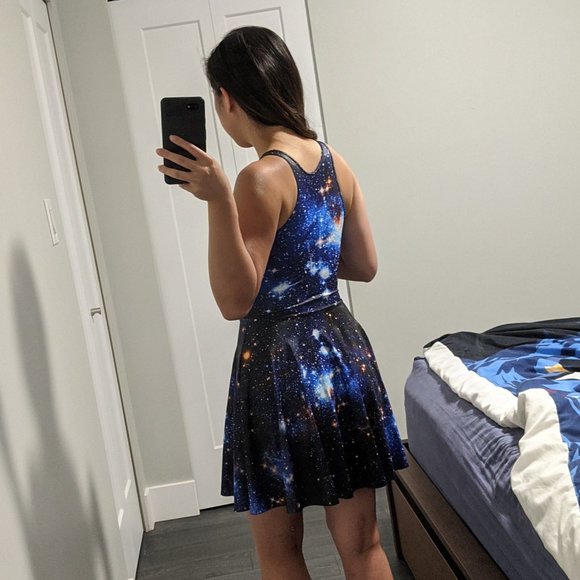 Blackmilk Galaxy Blue Reversible Skater Dress XS - Picture 3 of 10